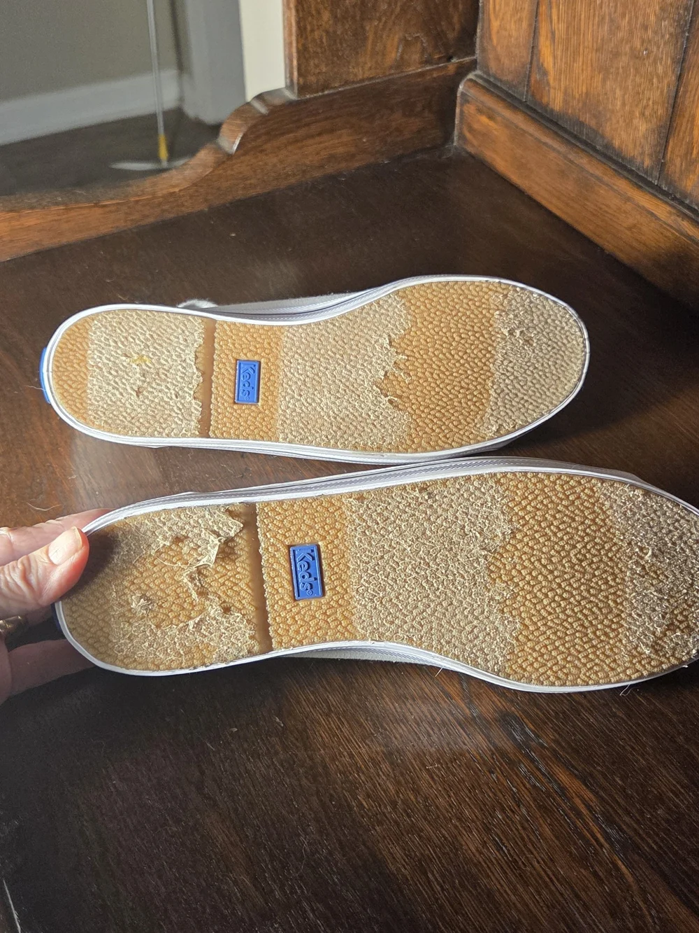Keds Women's White Kickstart Canvas Low-Top Sneakers with Subtle Blue Trim.